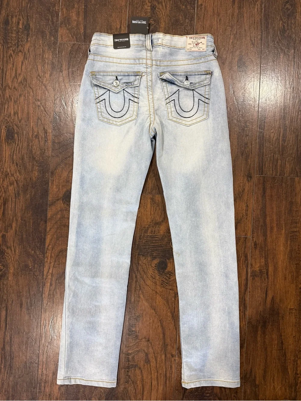 NWT True Religion Geno Relaxed Slim Boys Jeans, 14, Marbled Wash, MSRP $79